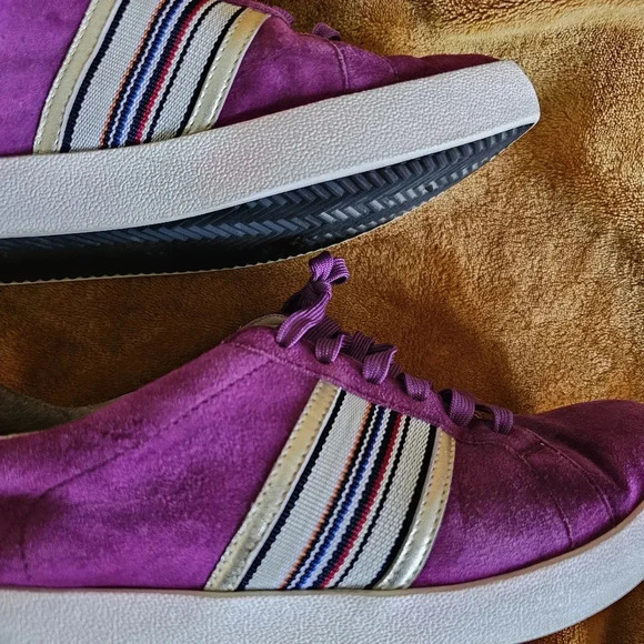 Linea Paolo Kyson purple velour striped retro sneakers, gold details - Picture 3 of 5